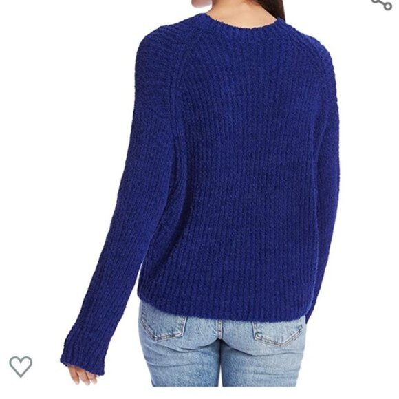 1.State Crewneck Blue Terry Ribbed Oversized Sweater - Picture 4 of 7